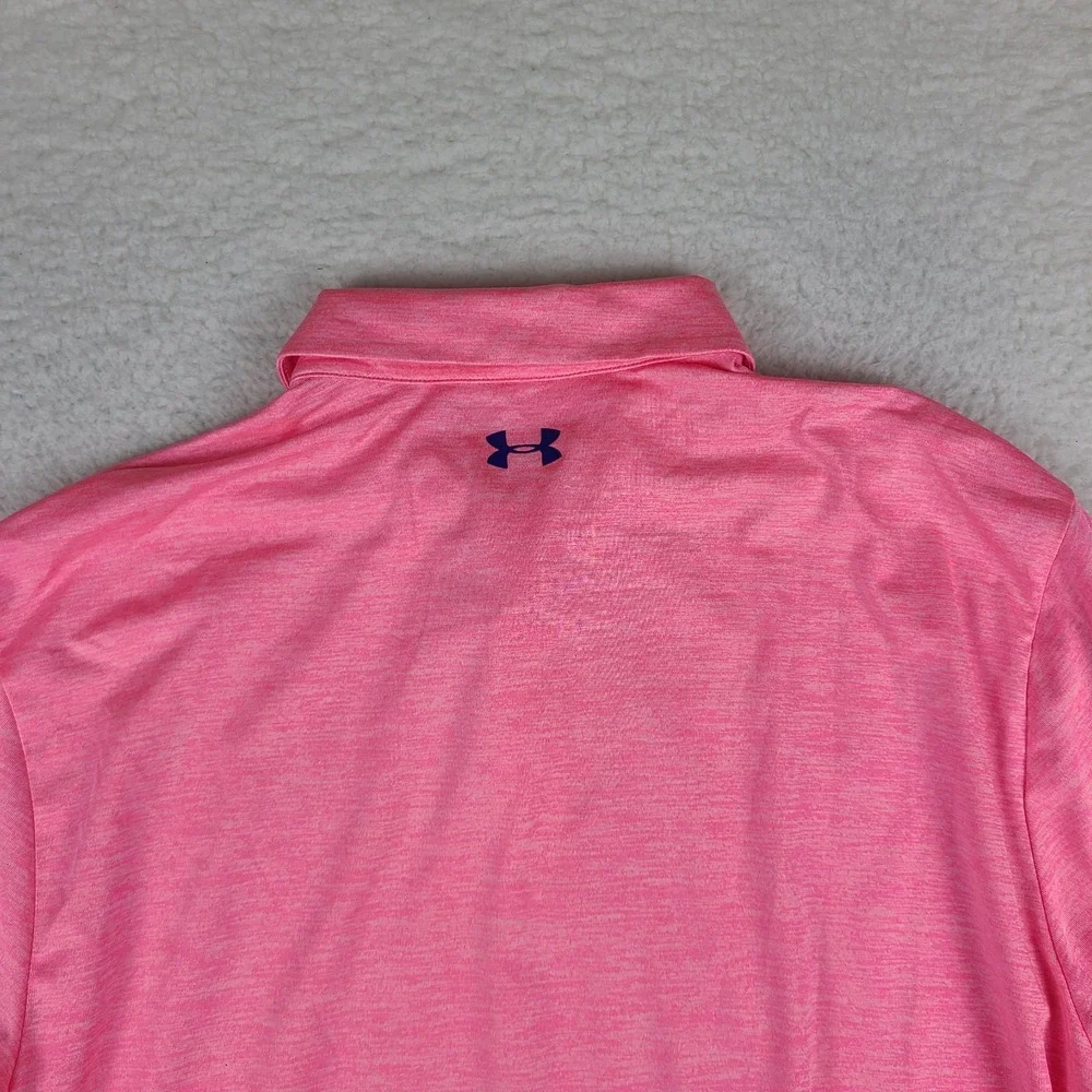 Under Armour The Playoff Polo Shirt Mens XL Pink Performance Loose Short Sleeve